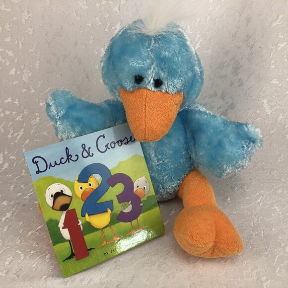 Duck and Goose 1 2 3 Board Book by Tad Hills and Commonwealth Stuffed Toy Duck - Picture 1 of 16